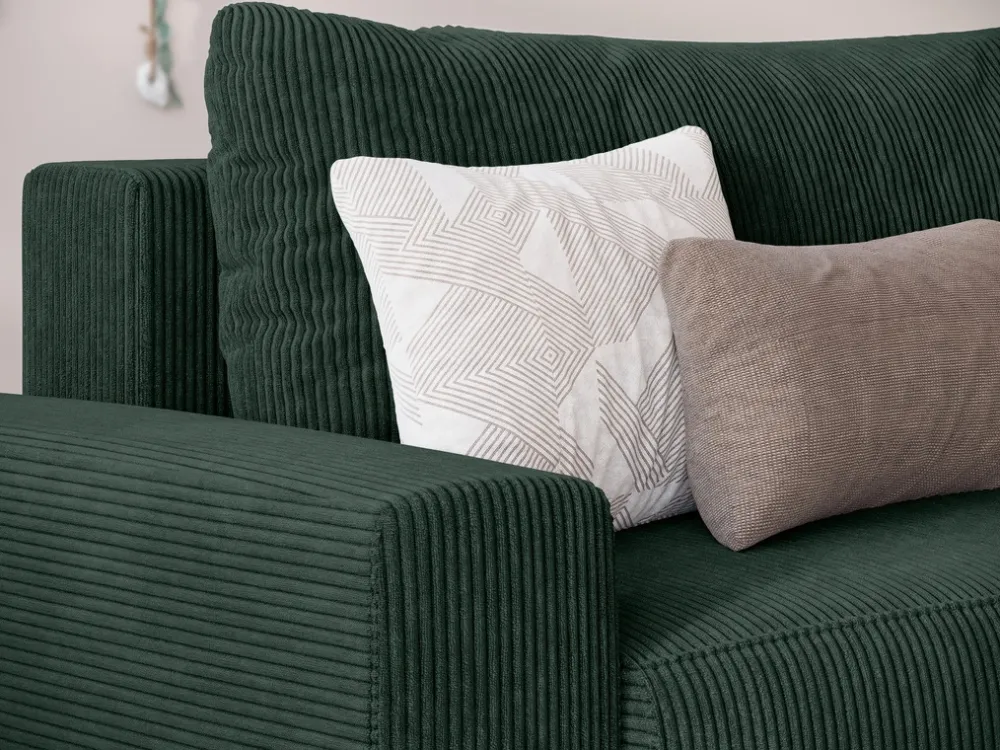 Meble Dla Dzieci|Meble Młodzieżowe>BROMARKT Sztruksowa rogówka z funkcją spania i pojemnikiem PLUSH L zieleń