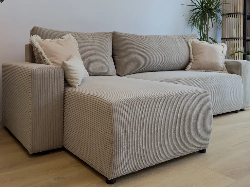 Meble Dla Dzieci|Meble Młodzieżowe>BROMARKT Sztruksowa rogówka z funkcją spania i pojemnikiem PLUSH L zieleń