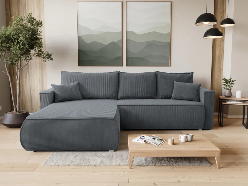 Meble Dla Dzieci|Meble Młodzieżowe>BROMARKT Sztruksowa szara rogówka rozkładana do salonu HAVANA