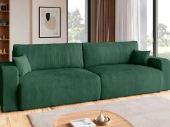 Meble Dla Dzieci|Meble Młodzieżowe>BROMARKT Sztruksowa zielona sofa z funkcją spania do salonu PUMI