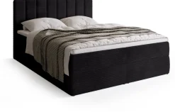 Meble Młodzieżowe|Łóżka Młodzieżowe>BROMARKT Sztruksowe czarne łóżko kontynentalne 140x200 cm do sypialni DENVER