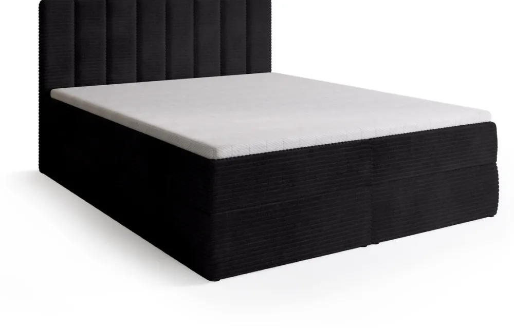 Meble Młodzieżowe|Łóżka Młodzieżowe>BROMARKT Sztruksowe czarne łóżko kontynentalne 140x200 cm do sypialni DENVER