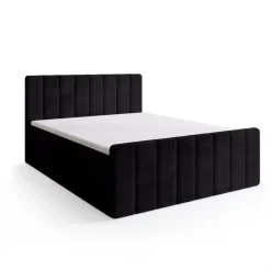 Meble Młodzieżowe|Łóżka Młodzieżowe></noscript>BROMARKT Sztruksowe łóżko kontynentalne 140x200 cm z pojemnikiem DENVER DUO czarne