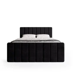 Meble Młodzieżowe|Łóżka Młodzieżowe></noscript>BROMARKT Sztruksowe łóżko kontynentalne 140x200 cm z pojemnikiem DENVER DUO czarne