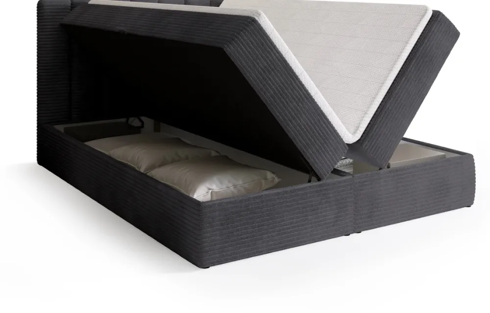 Łóżka Małżeńskie|Łóżka Ze Stelażem>BROMARKT Sztruksowe łóżko kontynentalne 180x200 cm DENVER szare