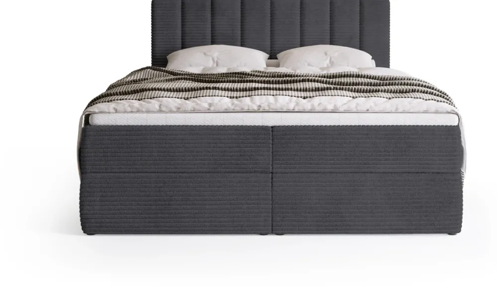 Łóżka Małżeńskie|Łóżka Ze Stelażem>BROMARKT Sztruksowe łóżko kontynentalne 180x200 cm DENVER szare