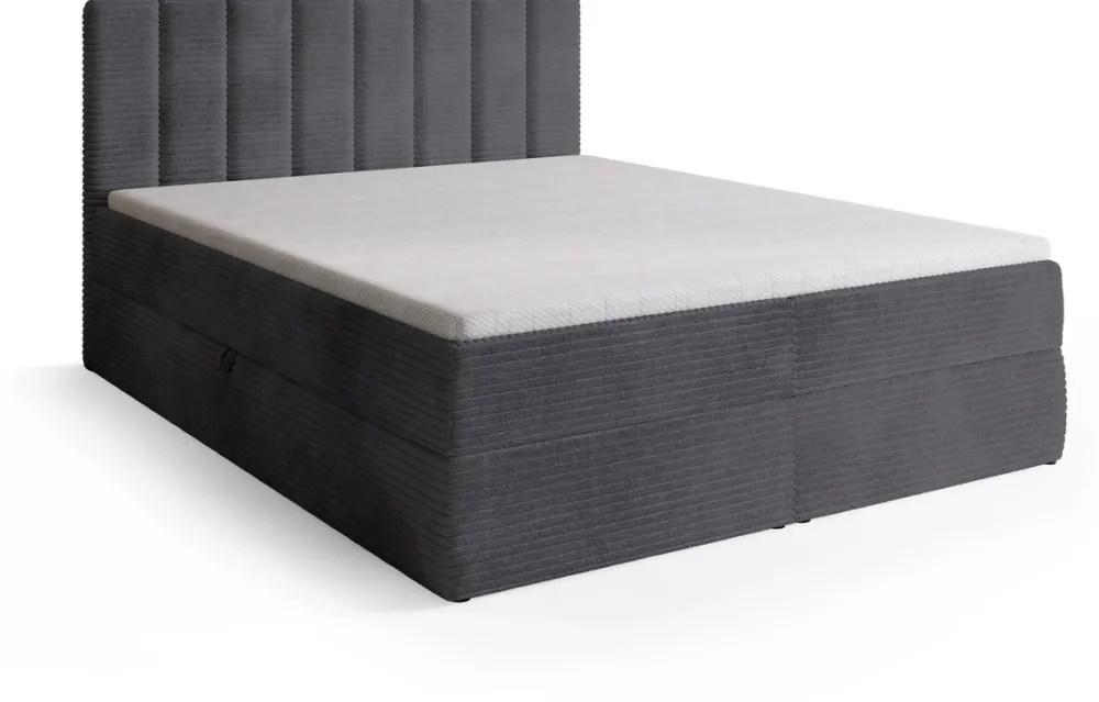 Łóżka Małżeńskie|Łóżka Ze Stelażem>BROMARKT Sztruksowe łóżko kontynentalne 180x200 cm DENVER szare