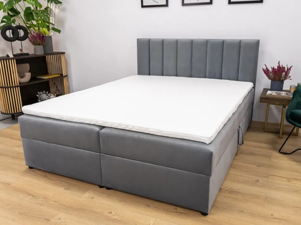 Łóżka Małżeńskie|Łóżka Ze Stelażem>BROMARKT Sztruksowe łóżko kontynentalne 180x200 cm DENVER szare