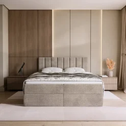 Meble Młodzieżowe|Łóżka Młodzieżowe></noscript>BROMARKT Sztruksowe łóżko kontynentalne 140x200 cm z pojemnikiem DENVER