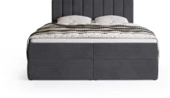 Łóżka Młodzieżowe|Łóżka Małżeńskie></noscript>BROMARKT Sztruksowe szare łóżko kontynentalne 140x200 cm z pojemnikiem DENVER
