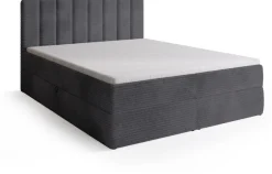 Łóżka Młodzieżowe|Łóżka Małżeńskie></noscript>BROMARKT Sztruksowe szare łóżko kontynentalne 140x200 cm z pojemnikiem DENVER