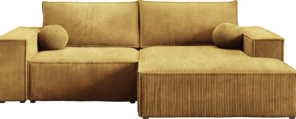 Meble Dla Dzieci|Narożniki>BROMARKT Sztruksowy musztardowy narożnik rozkładany do salonu PABLO MINI