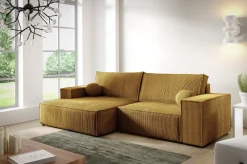 Meble Dla Dzieci|Narożniki>BROMARKT Sztruksowy musztardowy narożnik rozkładany do salonu PABLO MINI