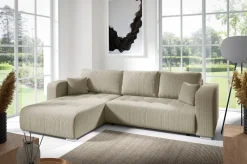 Meble Dla Dzieci|Meble Młodzieżowe>BROMARKT Sztruksowy narożnik rozkładany beżowy do salonu CELEST