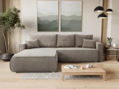 Meble Dla Dzieci|Meble Młodzieżowe>BROMARKT Sztruksowy narożnik z funkcją spania i pojemnikiem na pościel HAVANA