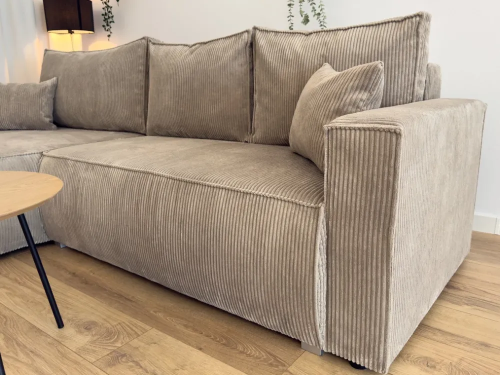 Meble Dla Dzieci|Meble Młodzieżowe>BROMARKT Sztruksowy narożnik z funkcją spania i pojemnikiem na pościel HAVANA