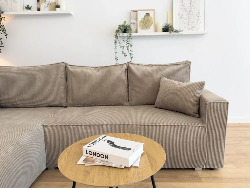 Meble Dla Dzieci|Meble Młodzieżowe>BROMARKT Sztruksowy narożnik z funkcją spania i pojemnikiem na pościel HAVANA