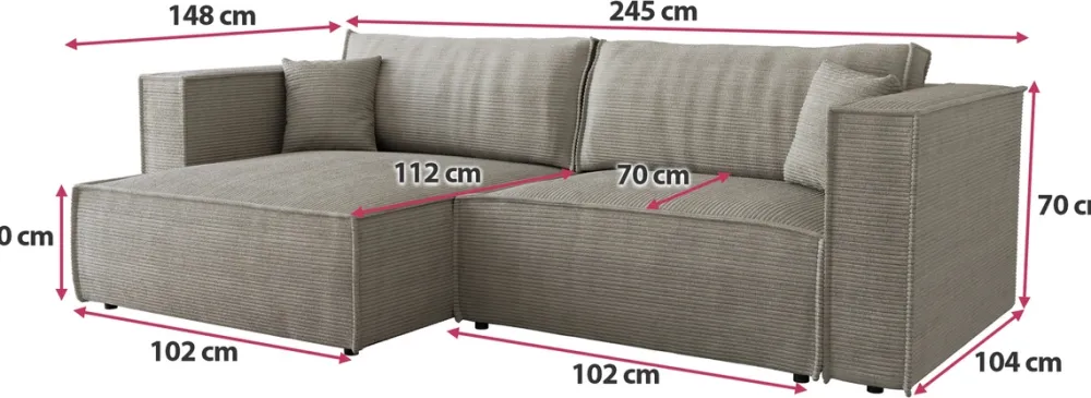 Meble Dla Dzieci|Narożniki>BROMARKT Sztruksowy narożnik z funkcją spania i pojemnikiem MIZARU