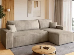 Meble Dla Dzieci|Meble Młodzieżowe>BROMARKT Sztruksowy narożnik z funkcją spania ADI pojemnik na pościel