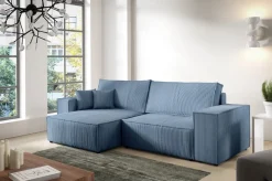 Meble Dla Dzieci|Meble Młodzieżowe>BROMARKT Sztruksowy narożnik z funkcją spania niebieski PEDRO