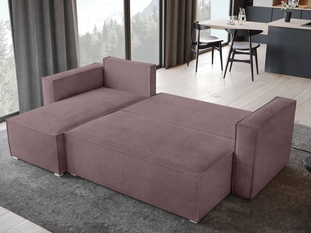 Meble Dla Dzieci|Meble Młodzieżowe>BROMARKT Sztruksowy narożnik z funkcją spania TOP róż