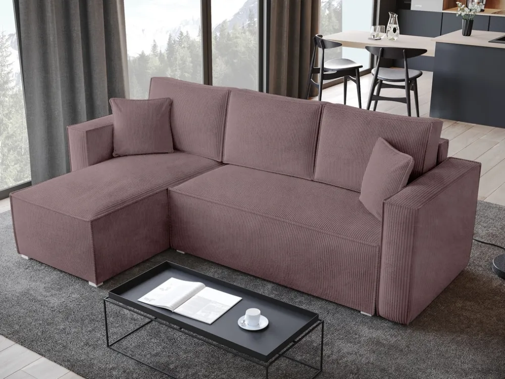 Meble Dla Dzieci|Meble Młodzieżowe>BROMARKT Sztruksowy narożnik z funkcją spania TOP róż