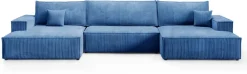 Narożniki>BROMARKT Sztruksowy narożnik z funkcją spania do salonu niebieski duży PABLO