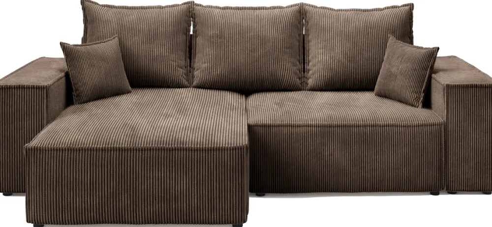 Meble Dla Dzieci|Meble Młodzieżowe>BROMARKT Sztruksowy narożnik z funkcją spania i pojemnikiem do salonu ELDON