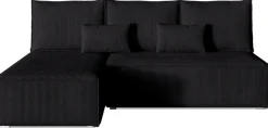 Meble Dla Dzieci|Meble Młodzieżowe>BROMARKT Sztruksowy rozkładany narożnik do salonu z funkcją spania czarny TOP SLIM