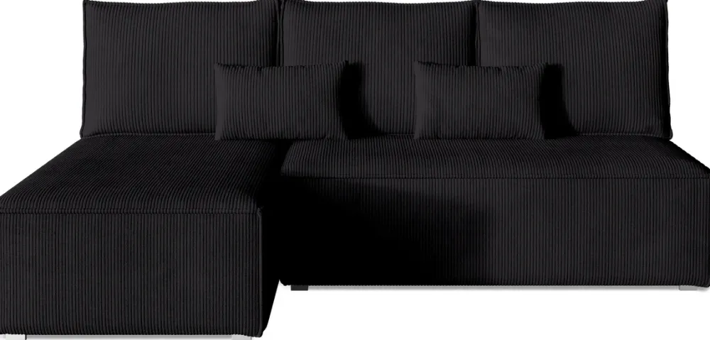 Meble Dla Dzieci|Meble Młodzieżowe>BROMARKT Sztruksowy rozkładany narożnik do salonu z funkcją spania czarny TOP SLIM