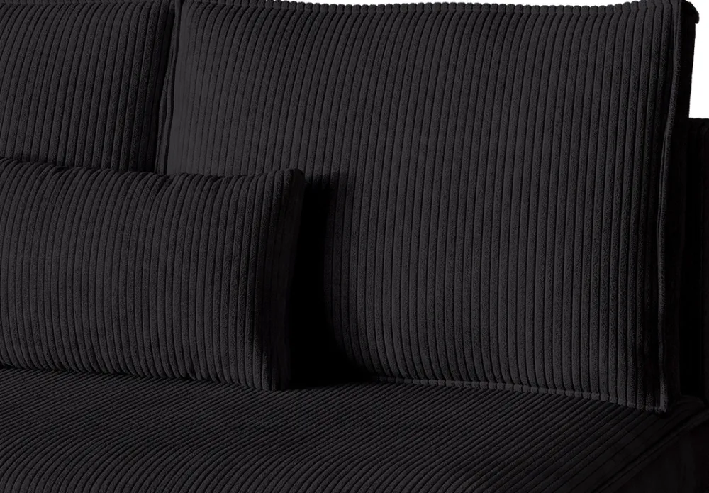 Meble Dla Dzieci|Meble Młodzieżowe>BROMARKT Sztruksowy rozkładany narożnik do salonu z funkcją spania czarny TOP SLIM