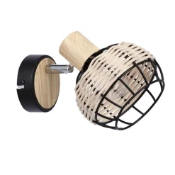 Oświetlenie Przedpokoju|Oświetlenie Jadalni>Candellux Lighting Tajga lampa kinkiet czarny+drewniany 1x40w e14 klosz czarny+drewniany