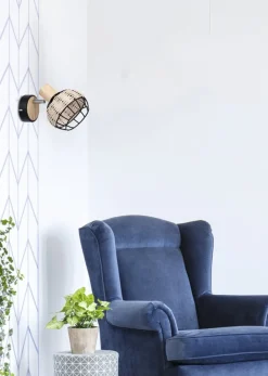 Oświetlenie Przedpokoju|Oświetlenie Jadalni>Candellux Lighting Tajga lampa kinkiet czarny+drewniany 1x40w e14 klosz czarny+drewniany