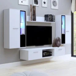 Meblościanki></noscript>Meblohand Tanie białe meble do salonu CUBE biały