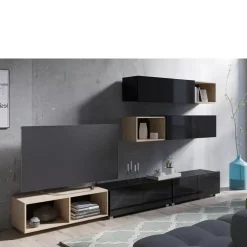 Zestawy Mebli Młodzieżowych|Meblościanki>GiB Meble Tanie meble do salonu czarny połysk MODERN 25