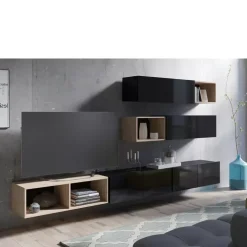 Zestawy Mebli Młodzieżowych|Meblościanki>GiB Meble Tanie meble do salonu czarny połysk MODERN 25