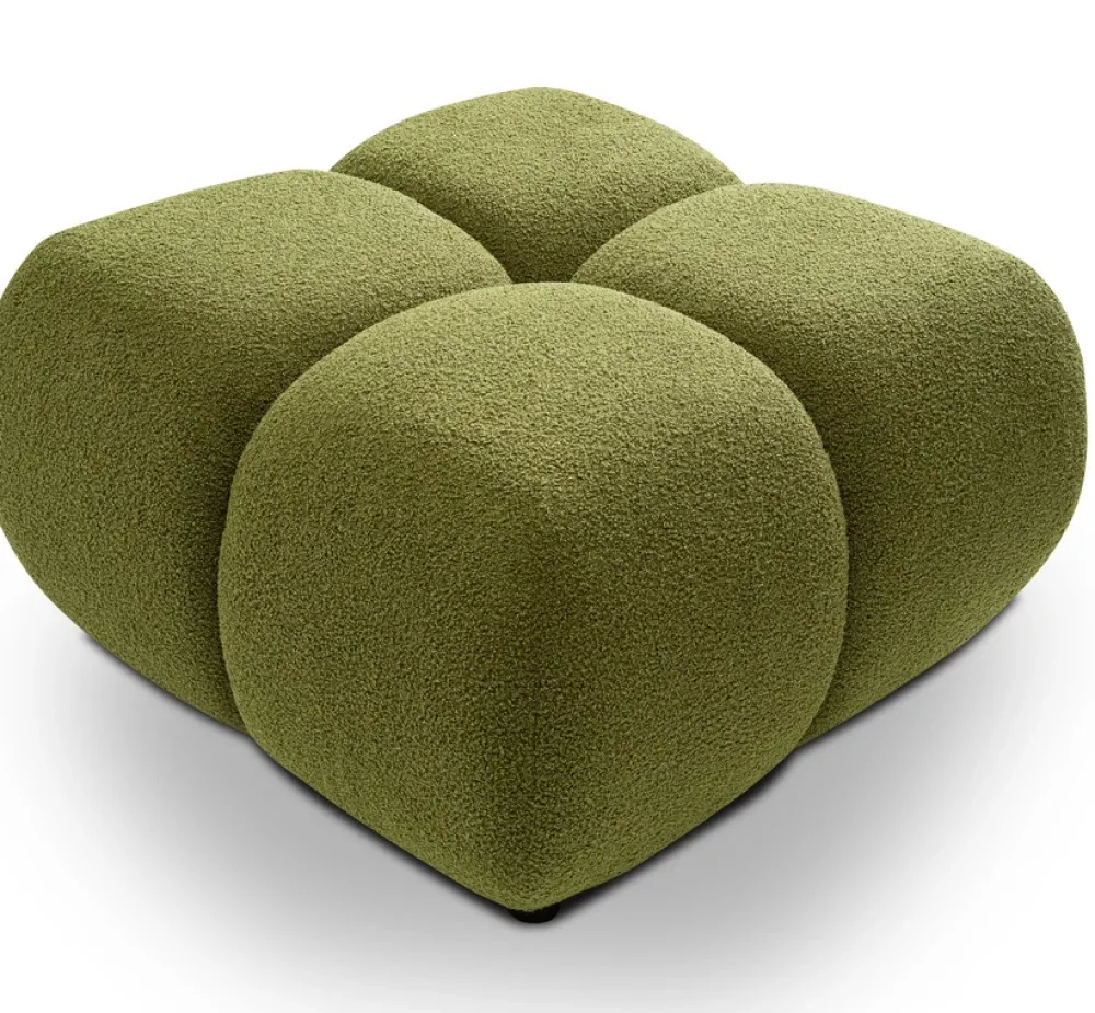 Pufy>LASKI Tapicerowana pufa z przeszyciami do siedzenia MEROS tkanina boucle