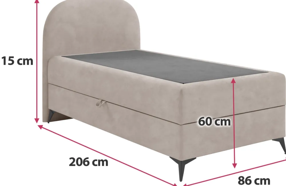 Łóżka Młodzieżowe|Łóżka Ze Stelażem>BROMARKT Tapicerowane łóżko dla dzieci 80x200 cm kontynentalne z pojemnikiem SERENO