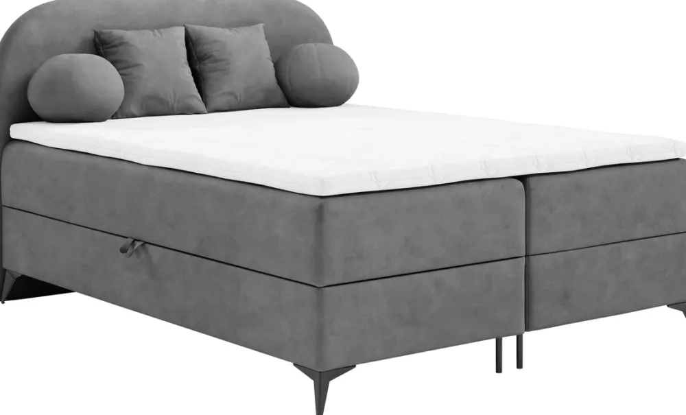 Łóżka Małżeńskie|Łóżka Ze Stelażem>BROMARKT Tapicerowane łóżko do sypialni 180x200 cm dwuosobowe SERENO szare