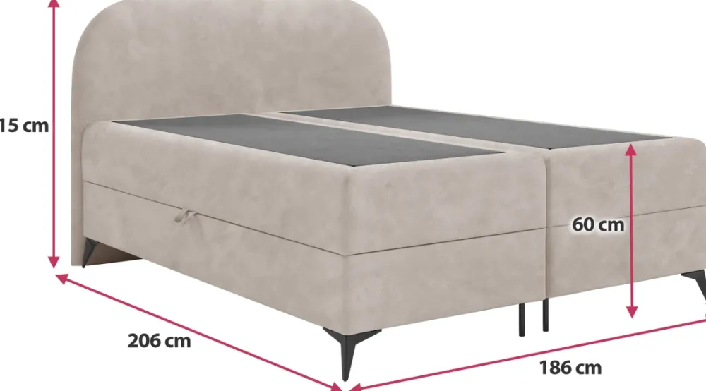 Łóżka Małżeńskie|Łóżka Ze Stelażem>BROMARKT Tapicerowane łóżko do sypialni 180x200 cm dwuosobowe SERENO szare