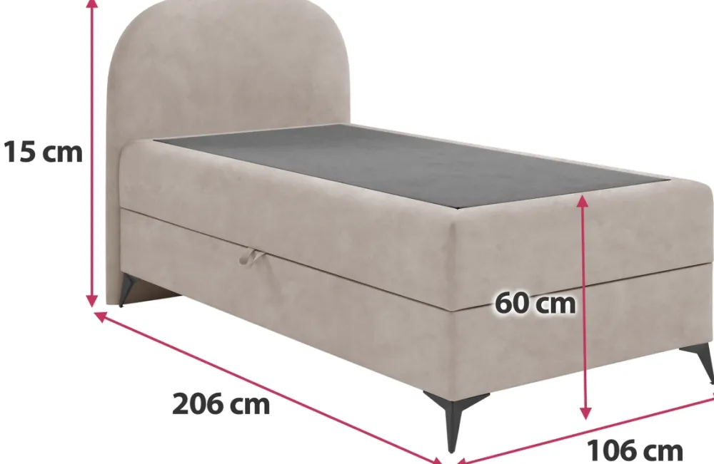 Łóżka Młodzieżowe|Łóżka Ze Stelażem>BROMARKT Tapicerowane łóżko dziecięce 100x200 cm kontynentalne z pojemnikiem SERENO