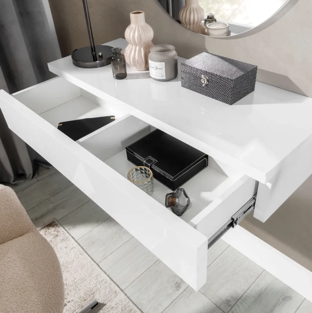 Zestawy Mebli Do Sypialni|Toaletki I Konsole>GiB Meble Toaletka biała w stylu nowoczesnym NARNI połysk biały