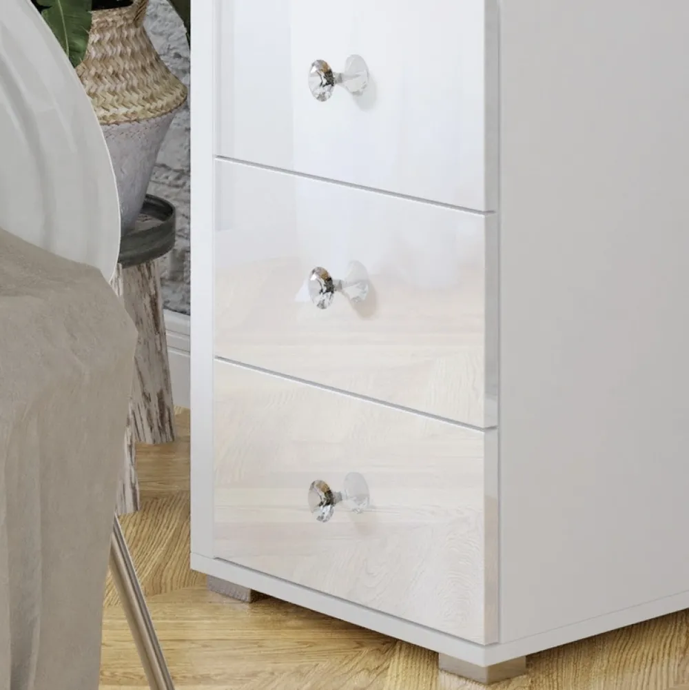 Toaletki I Konsole>Helvetia Toaletka z lustrem LED szuflady DIVA biały lustro