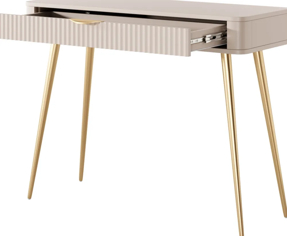 Zestawy Mebli Do Sypialni>LASKI Toaletka z szufladą do sypialni 100 cm beżowa LEONTE