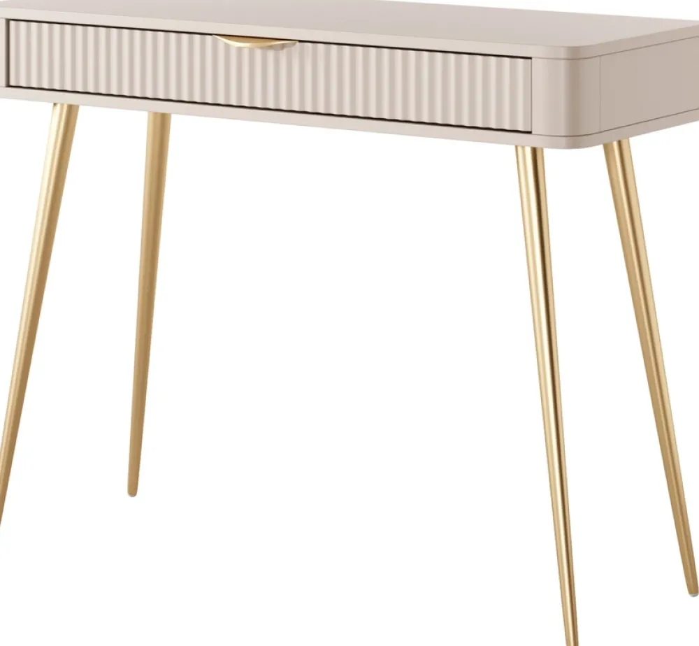 Zestawy Mebli Do Sypialni>LASKI Toaletka z szufladą do sypialni 100 cm beżowa LEONTE