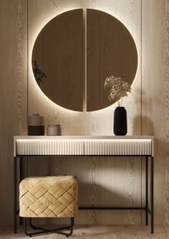 Garderoby|Zestawy Mebli Do Sypialni>lenart. Toaletka z szufladami do sypialni 112cm oświetleniem beżowa TREND