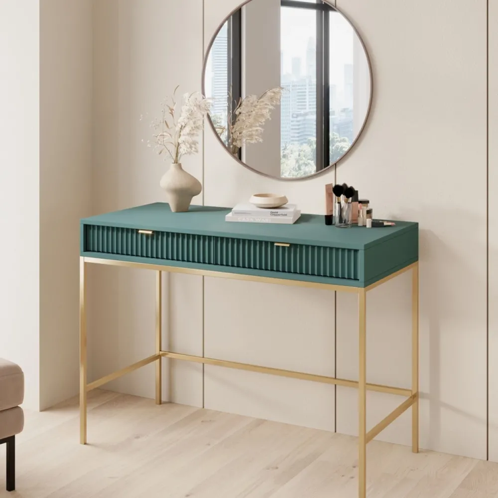 Biurka|Toaletki I Konsole>PIASKI Toaletka z szufladami w stylu glamour AVANTI 104 cm labrador