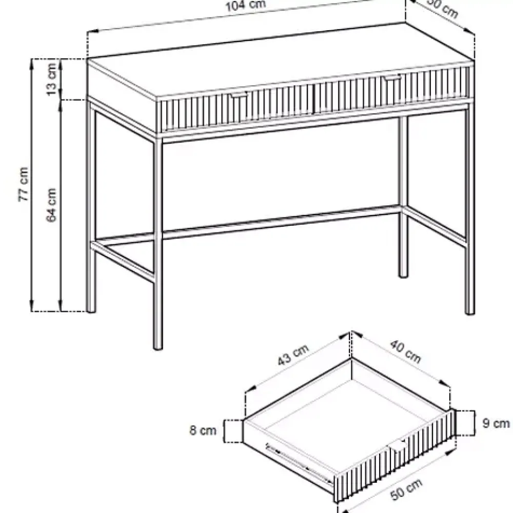 Biurka|Toaletki I Konsole>PIASKI Toaletka z szufladami w stylu glamour AVANTI 104 cm labrador