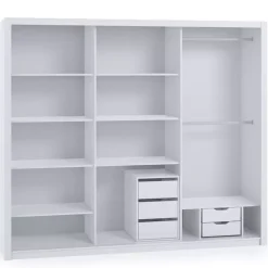 Zestawy Mebli Do Sypialni|Szafy Trzydrzwiowe></noscript>GiB Meble Trzydrzwiowa biała szafa przesuwna z lustrem 250 cm BELLA biały