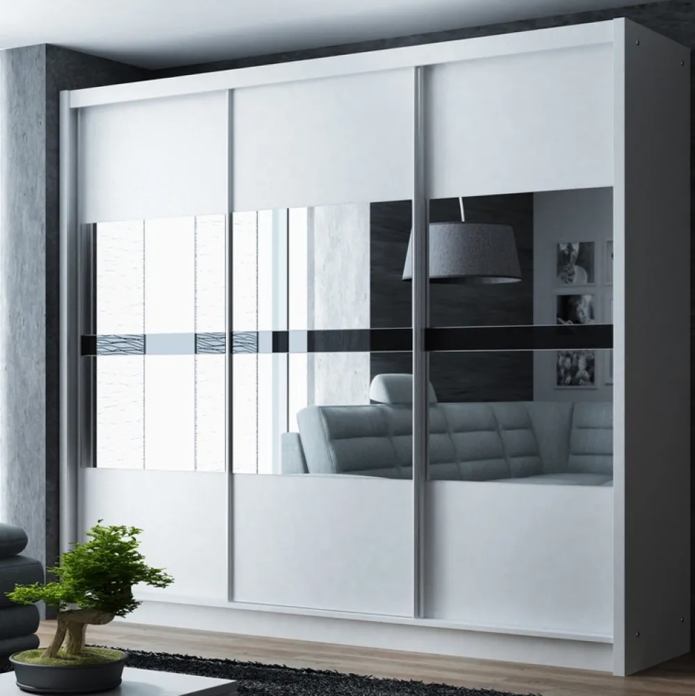 Szafy Trzydrzwiowe|Szafy Z Lustrem>Stolar Trzydrzwiowa owa szafa przesuwna 250 cm BREGO grafit